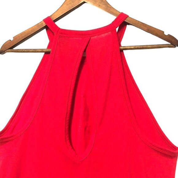Victoria's Secret Sport Tank Top Size Medium Red with Silver Logo Open Back EUC - Picture 4 of 6